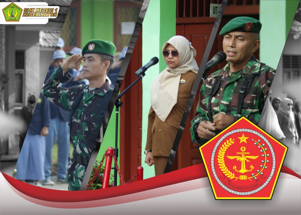 KODIM 0421/Lampung Selatan Gelar Upacara Bersama Para Pelajar SMKN 1 SMKN 1 NEGERIKATON